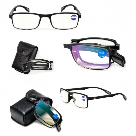 Plusy +1.50 Składane okulary korekcyjne do komputera i czytania Blue Light + Antyreflex ST335